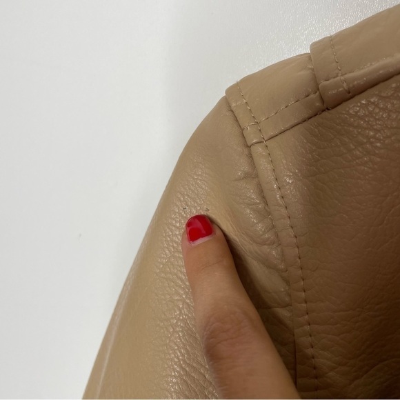 BLANKNYC Moto Jacket Tan Vegan Leather Biker Zip Pockets Edgy Style XS - Picture 6 of 8